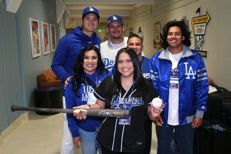 MattSeedorff's tweet photo. UPDATE: Ambar Roman got to meet Shohei Ohtani before tonight’s @Dodgers game.  Last week, she caught Ohtani’s first home run baseball as a Dodger.  Ambar and her husband were gifted club dugout seats for Friday’s game.  It just so happens, it’s Ambar’s birthday! #MLB https://t.co/zREZVIG918