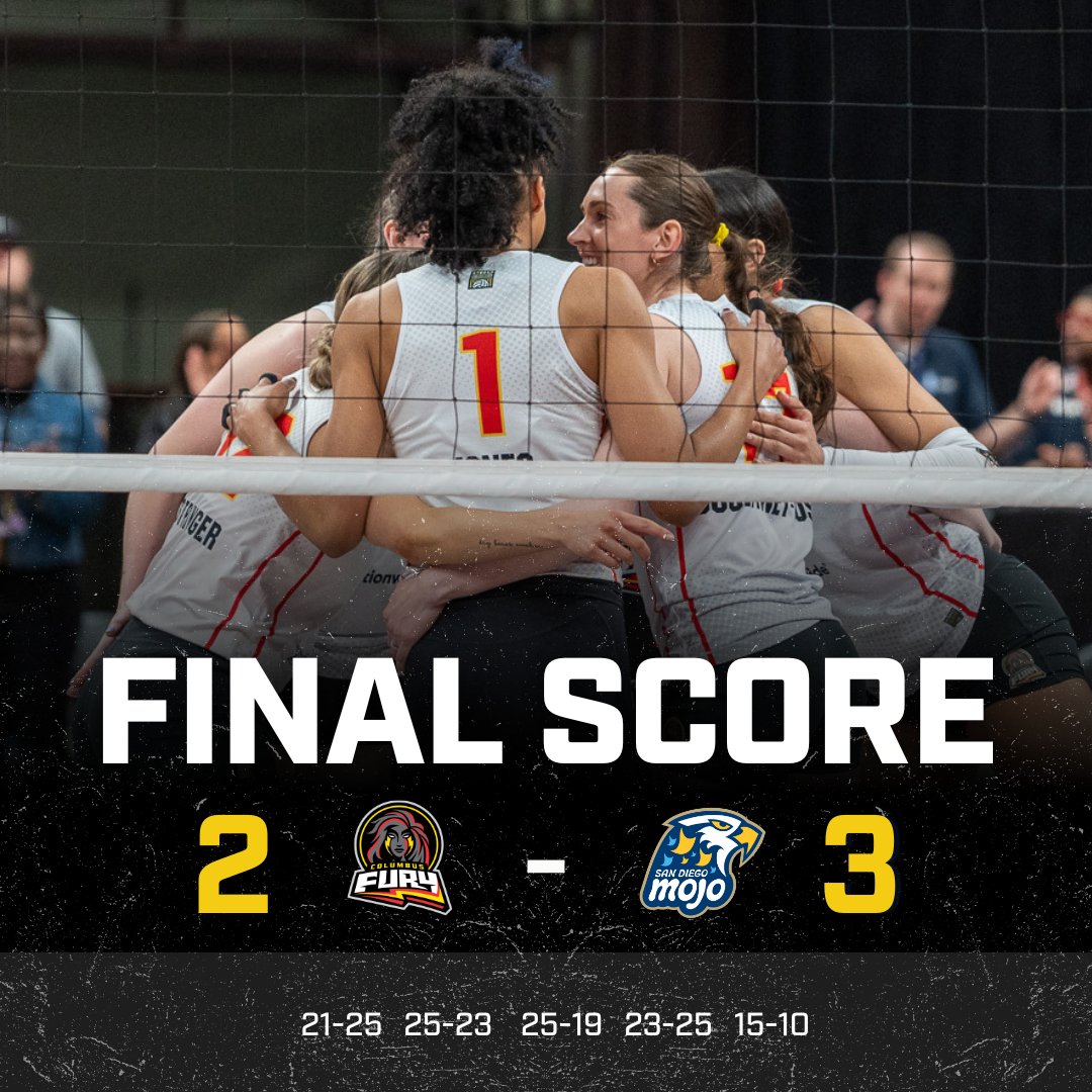 Final. 

Kendall Kipp debuts with 20 kills and 2 blocks
Reagan Cooper totals 22 kills and a season-high 23 digs

#UnleashTheFury #ColumbusFury #RealProVolleyball #ProVolleyball