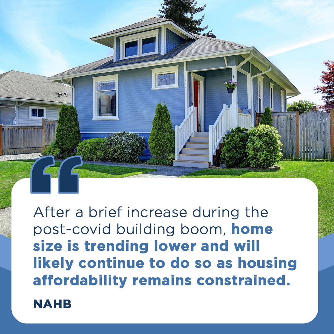 New data shows the size of new homes is trending down. That’s good news if you’ve been looking for a house that checks all your boxes and still fits your budget. If you want to see what builders are doing in our area, let’s connect. 
#newconstruction #affordability
