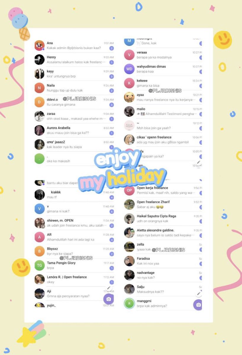 syelljv's tweet photo. berbisnis keluarin biaya banyak? duh sini” ikutan berbisnis freelance bareng akuu, modal cuma 5K aja udah bisa menghasilkan cuan tiap hari nya 😍 lumayann nambah jajann+pengalaman kerjaa lohh, testi member sudah ribuan 🥰 • info lebih lanjut? ⬇️ • pc ajaa 
#zonauang #infoloker https://t.co/dR1hTzwJay