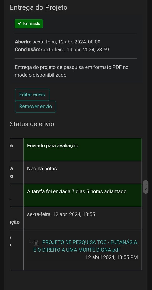 entreguei oficialmente o projeto de TCC agr só falta o TCC