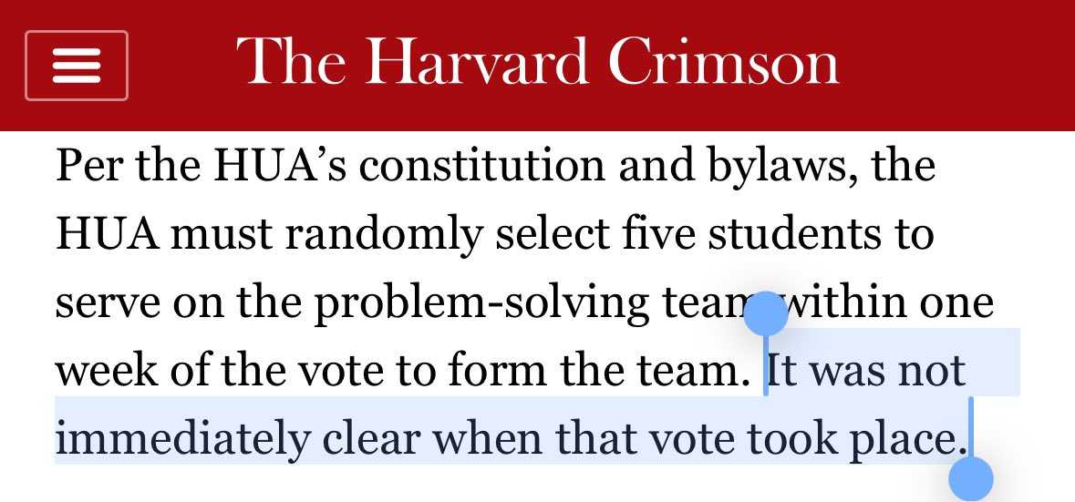 HUA officers LEAKED that they had “no clue” or say in the decision to INDEFINITELY POSTPONE our divestment referendum. Today's Crimson article says all you need to know. To postpone students's referendum on divestment, the HUA has violated democratic procedure. Students have…