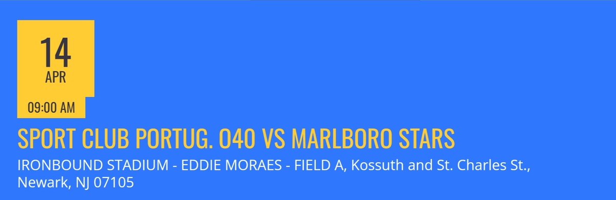 scpnewark's tweet photo. 📢📢 HOME GAME ALERT 📢📢

Over-40 Men Division team plays Sunday,  4/14/24 @ 9:00 am

📍 Soccer Field:
Ironbound Stadium- Eddie Moraes
Field A
Kossuth &amp; St. Charles Street
Newark, NJ

Come out to support the team!
#over40mensdivision
#scpsoccer
#gardenstatesoccerleague https://t.co/6YBoBK5yDZ