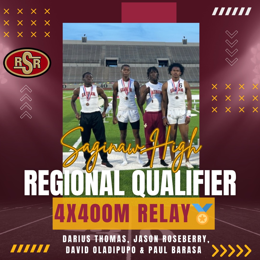 SaginawTFXC's tweet photo. AREA QUALIFIERS: 4X400m relay placed 4th to punch their ticket to Regionals!
#LubbockBound
@emsisdathletics @saginawhstx @abendschan @CoachPetersSHS @H_Grice https://t.co/kNnxtoN9Q2
