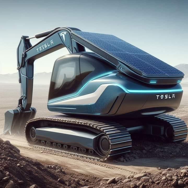 Excavator solar Tesla