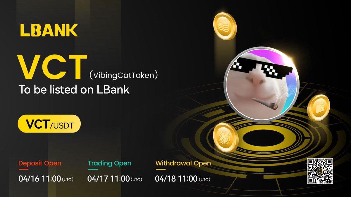 🌈New #listing ⛵️ $VCT (VibingCatToken) Will Be Listed in LBank! @Vibingcatt $VCT coin is not affiliated with the 'Vibing Cat' video or its creator. 👉 Details: tinyurl.com/ynxbyj8y