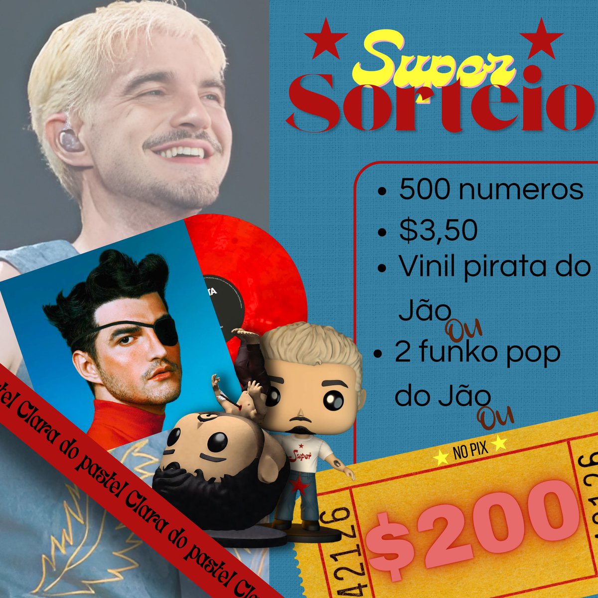 F0LKROMANIA's tweet photo. ⭐️ QUER GANHAR UM DISCO DO JÃO, DOIS FUNKO POP DO JÃO OU 200 REAIS NO PIX? ⭐️

Por apenas 3,50 você concorre a um desses três prêmios (disco e funkos a escolha do ganhador) e ainda me ajuda a pagar minha formatura! 

Não fique de fora!
Participe aqui: https://t.co/YSru9VItzn https://t.co/7q2E2StJl0