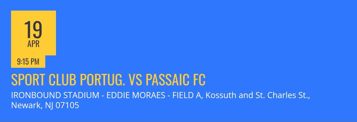 scpnewark's tweet photo. 📢📢 HOME GAME ALERT 📢📢

Premier Men Division team plays Friday,  4/19/24 @ 9:15pm

📍 Soccer Field:
Ironbound Stadium- Eddie Moraes
Field A
Kossuth &amp; St. Charles Street
Newark, NJ

Come out to support the team!
#premiermensdivision
#scpsoccer
#gardenstatesoccerleague https://t.co/tboSkWl8H2
