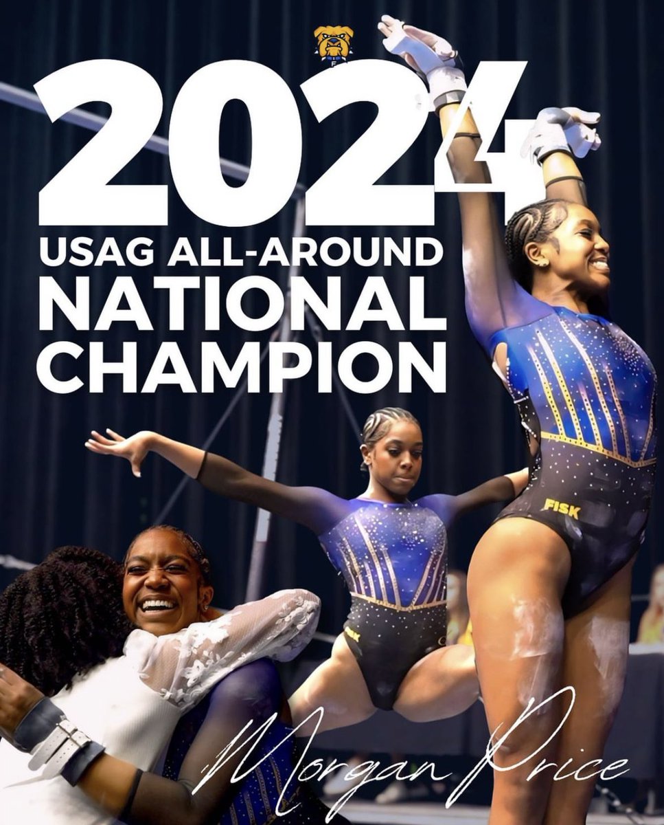 THE PRICE IS RIGHT 🥇

Etch her name in the HISTORY BOOKS, Morgan Price is the 2024 USAG All-Around National Champion! Making her the FIRST HBCU GYMNAST IN HISTORY TO HOLD THE TITLE 👑💙👏🏽

She’ll compete on Vault, Bars &amp; Floor on Sunday, April 14 in the Individual Event Finals.