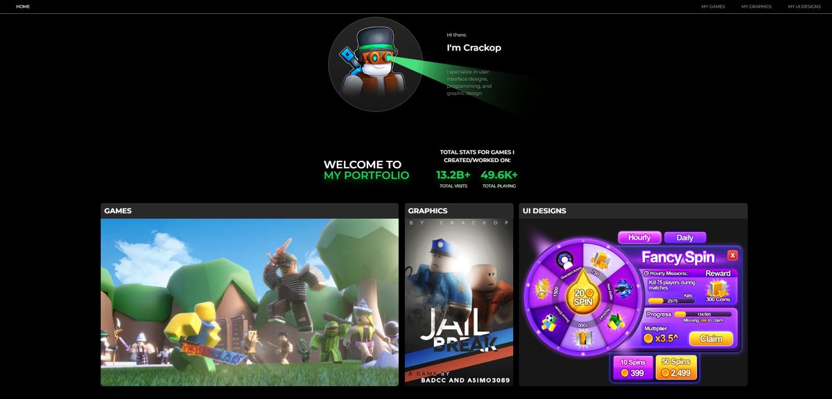 RBLXcrackop's tweet image. ❗️ After multiple years of wanting to get my own nice looking website, and many more months of waiting for it to be created, my portfolio is finally fully working and complete!

Check it out at crackop.ca and let me know what you think 😁