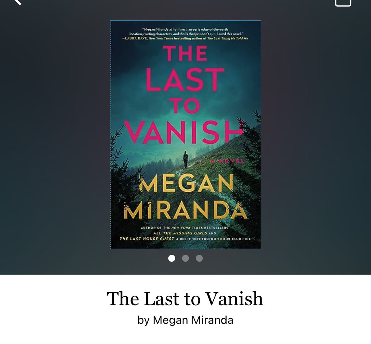 Last to Vanish by Megan Miranda 

#LastToVanish by #MeganMiranda #6210 #24chapters #323pages #359of400 #9houraudiobook #Audiobook #121for31 #march2024 #clearingoffreadingshelves #whatsnext #readitquick