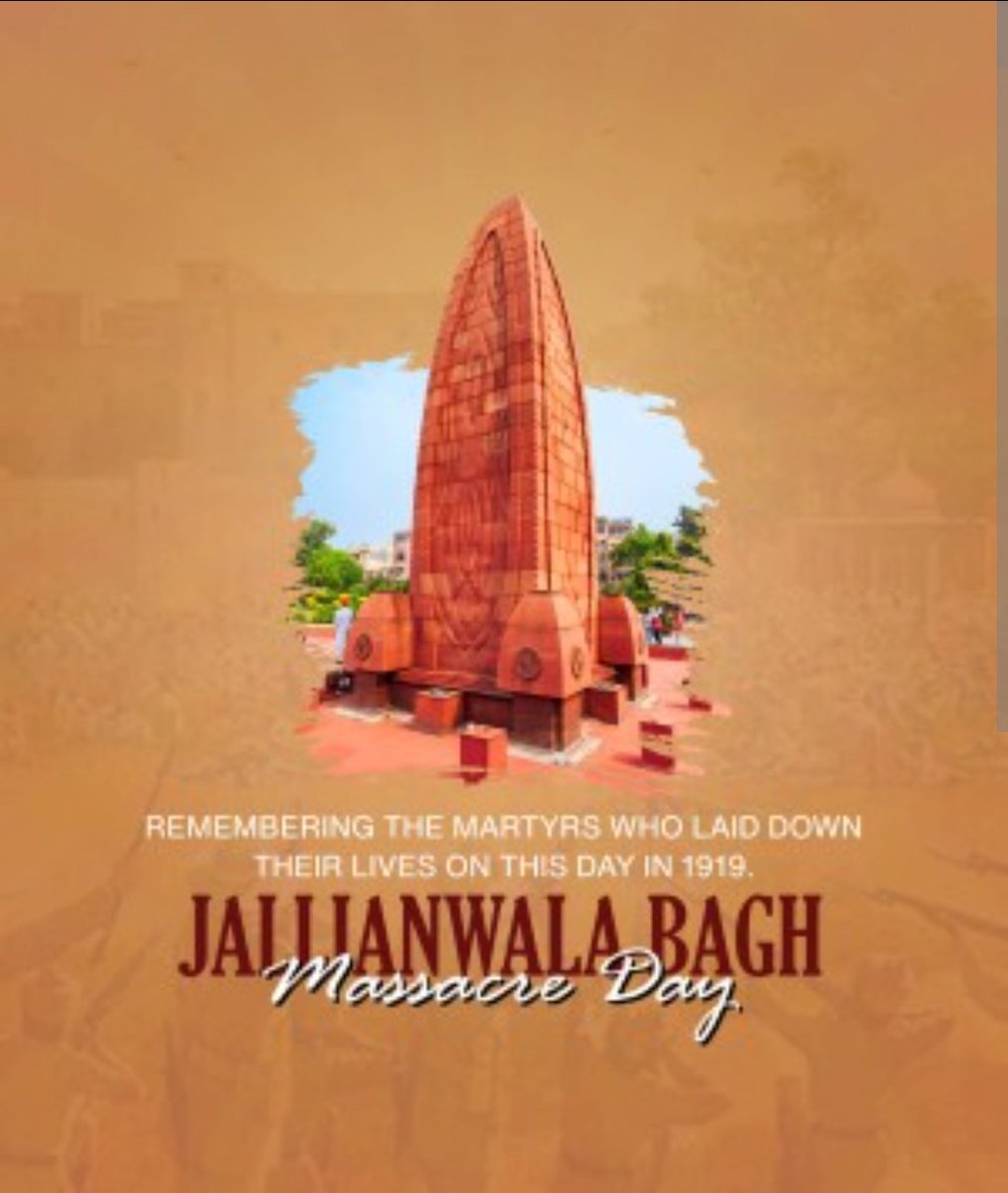 In Shraddhanjali to all the martyrs who lost their lives 105 years ago at the Jallianwala Bagh Massacre Om Shanti 🙏🏽