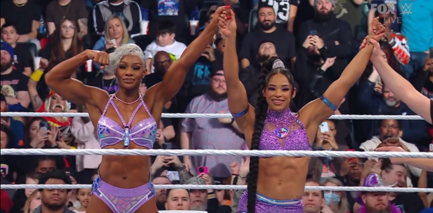 Even their teams are already uniformed 💜🥹 #NextChamps #TagTeamDivision ⚡️💋 💋#ESTofWWE💋#BiancaBelair👑#ESTate✨ #SmackDownAfterMania