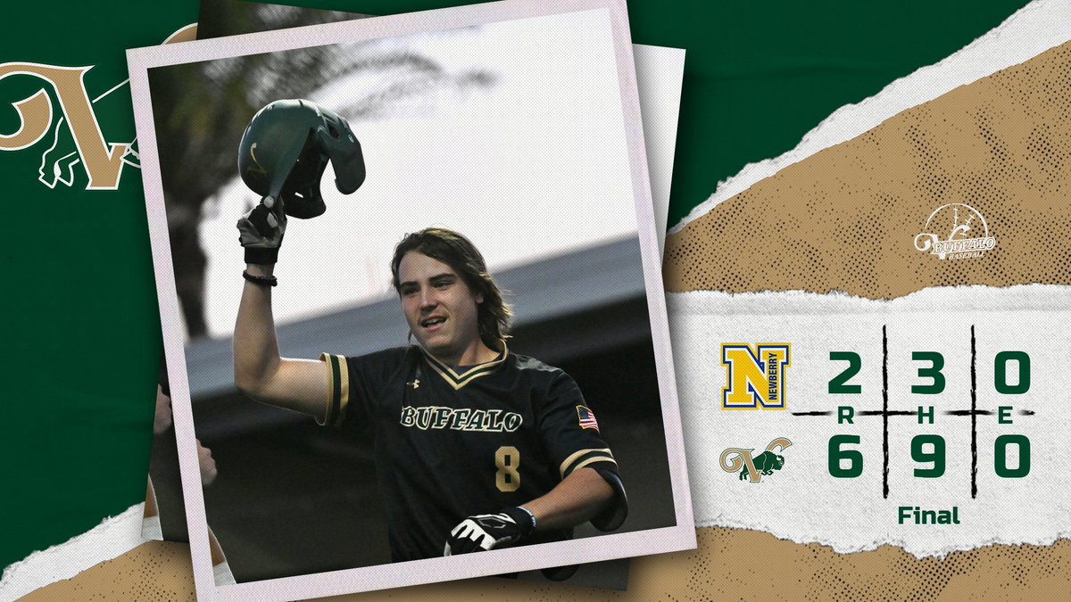 _VHSBaseball's tweet photo. BUFFALO WIN! Hats off to Joe Kilpatrick who hit 2 Home Runs tonight. Lincoln Gagne pitched a Complete Game and only allowed 2 Runs to score for Newberry. https://t.co/FosNBpn8RZ