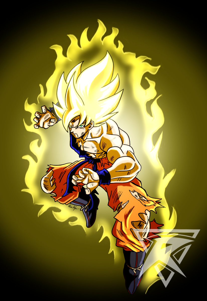 People have been drawing their versions of the SSJ Goku pose, so here's mine. #supersaiyangoku #Goku #DragonBallZ #ssj #ssjgoku