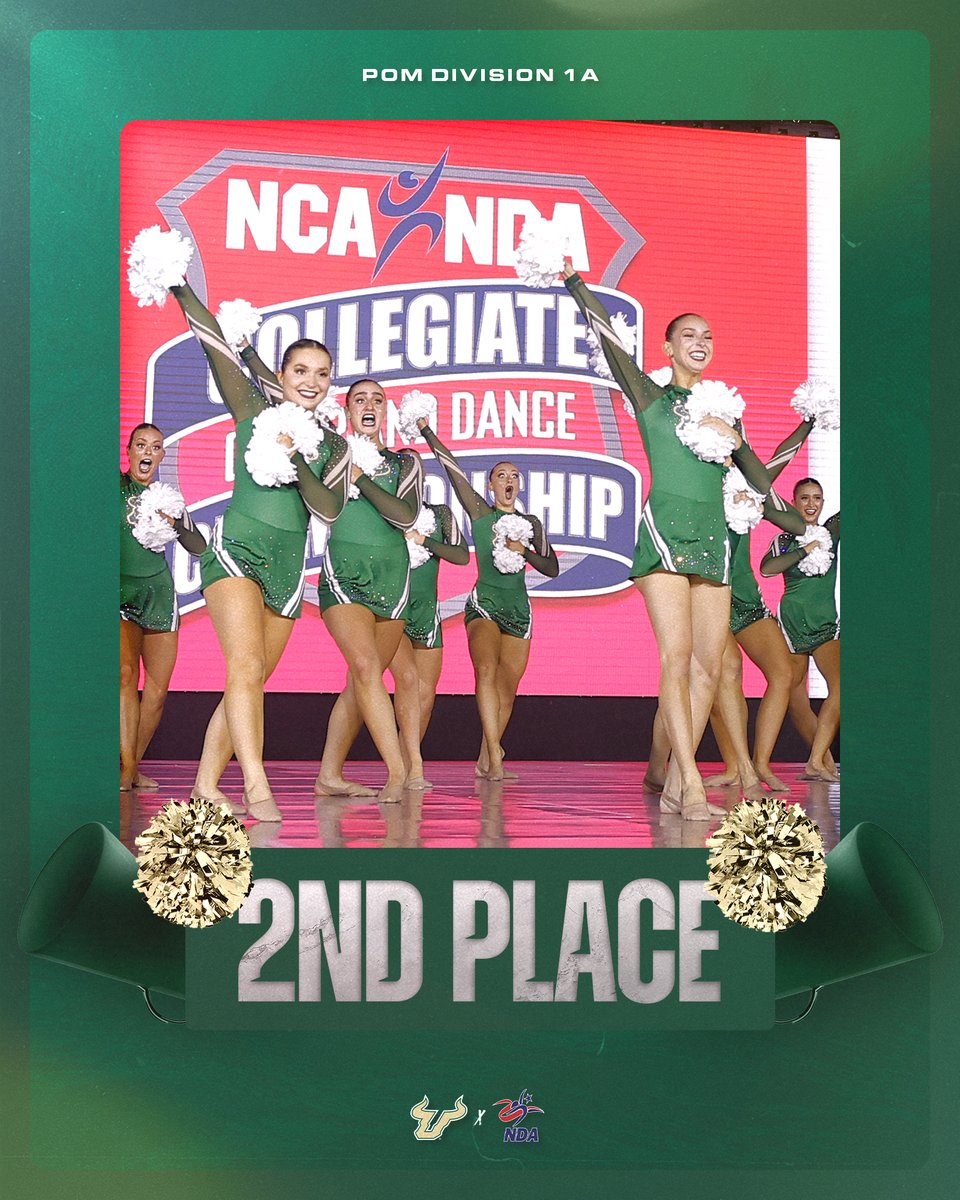 🥈 2nd Place 🥈 @USFSunDoll bring home the silver in Pom Division IA at @NDAupdates Nationals! #HornsUp 🤘 x #NDAnationals