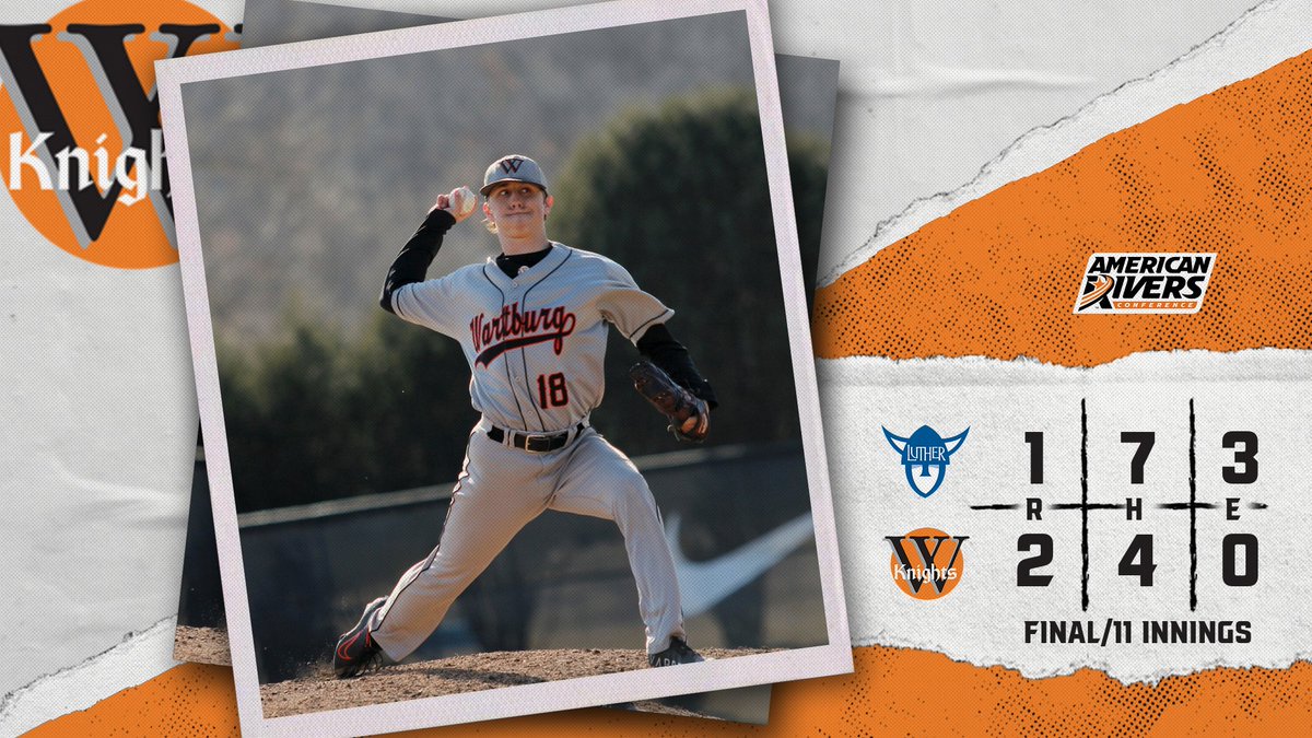 Knights Win it in Extras!!🔥 Final (11 innings) - Wartburg 2, Luther 1 Cael Boehmer, Kyle Thompson and Max Hansen combined for a program record 17 strikeouts!! Wartburg moves to 15-10 overall and 6-7 in A-R-C play.