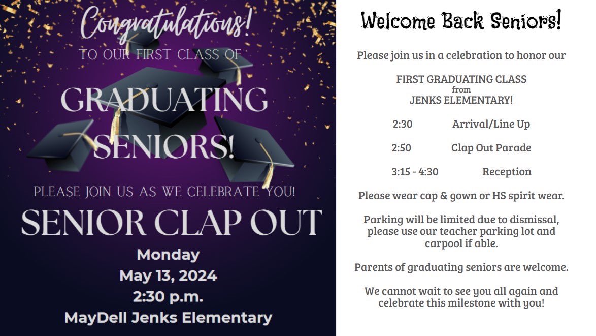 We are excited to honor our graduating class of 2024 on May 13th at 2:30! 

If you are a graduating senior and are planning to attend, please RSVP by May 6th forms.gle/nDdAKjmUv23ukq…

We will see you soon! #mjejags
