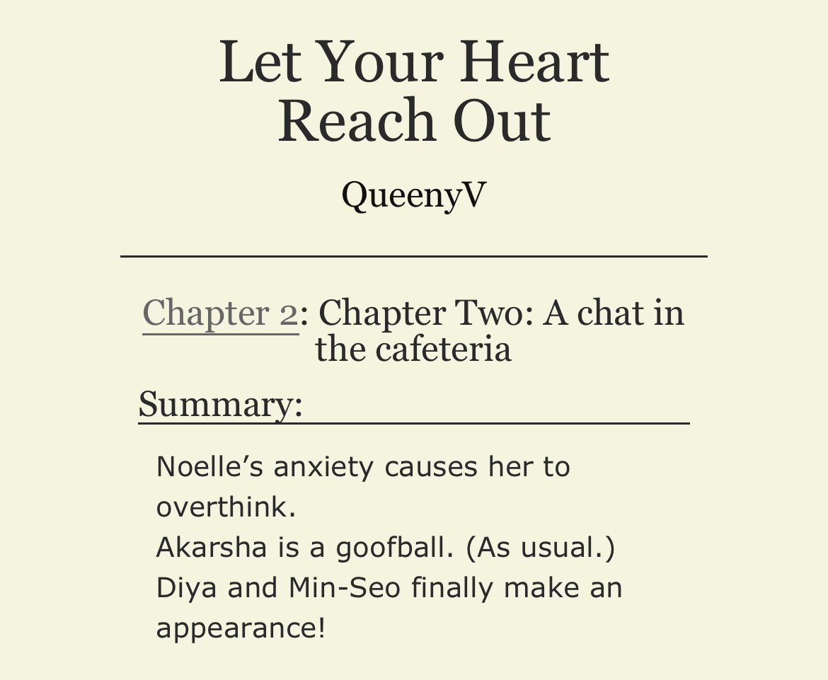 Chapter two for the Butterfly Soup fanfic “Let Your Heart Reach Out” is published! Y’all can go read it over on my Squidgeworld account! squidgeworld.org/works/57437/ch…