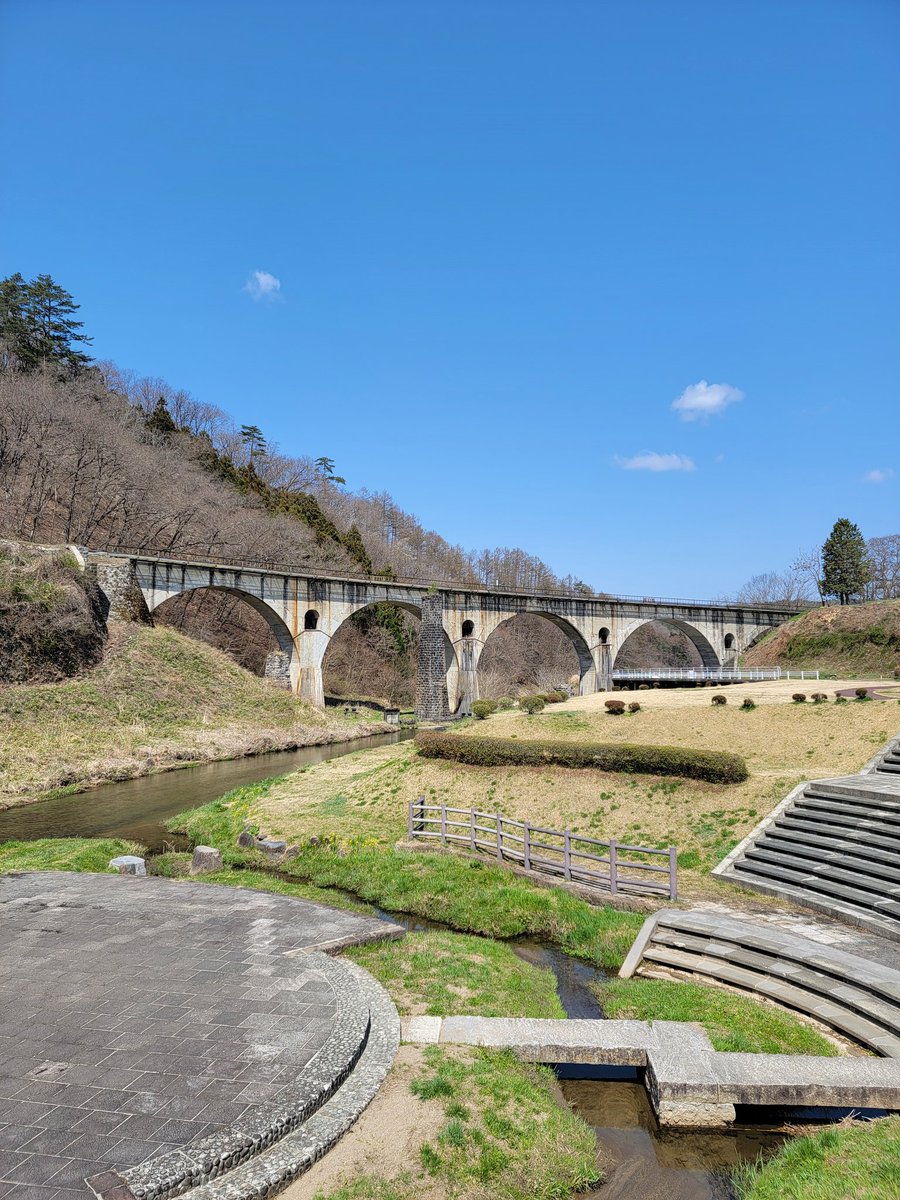 岩手県遠野市 宮守川橋梁(めがね橋) 今日もよいお天気です 2024.4.13 #岩手県　#遠野市　#宮守川橋梁　#めがね橋