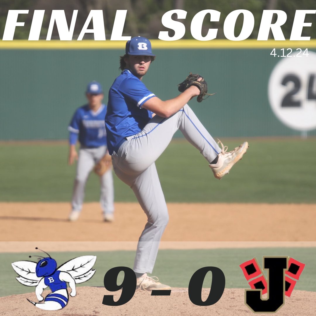 @gideon3motes went 5 inning giving up only 1, 0 runs and striking out 12 in the 9-0 win against Jonesboro tonight! The Hornets collected 14 hits with @Huddyt14 collecting 3 of those hits and driving in 4 runs. @BlakeScoggins19 went 3-5 with 1RBI, @justenm42 with a 2RBI double.