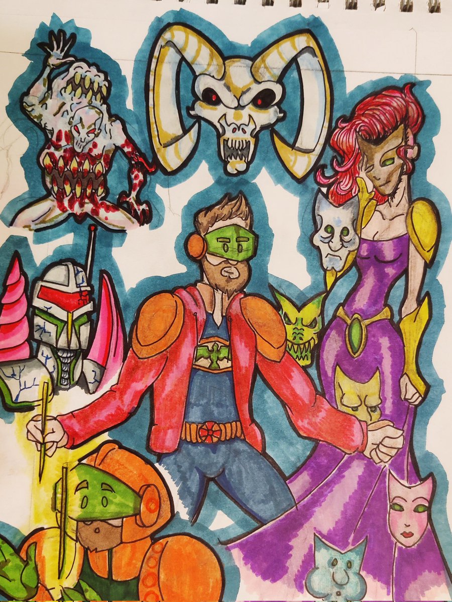 @MOTUdrawing @stradlemonkey @Mark_Lapping I went out of the box a lil #motudrawingchallenge Brystrad by @NicoMartelle allo g with all @stradlemonkey's characters Tech-Wreck, Hung-Gor, Lady Arcannus, & Steel Horn!