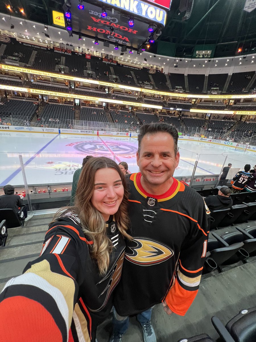 Sadly, it’s our final father-daughter @AnaheimDucks game after 11 years of faithfully attending! Somebody graduates San Diego State in a few weeks and took a job in Florida. #FlyTogether