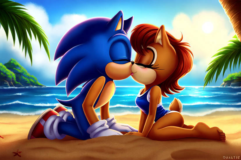 nostalgiaca's tweet photo. Sonic and Sally Kissing 💋 

#SonicTheHedgehog #Sonic #sonicfanart #sally #SallyAcorn #kiss #couple #couples #beach https://t.co/ypq9PHptNz