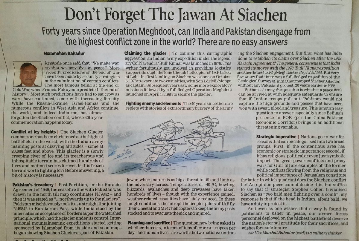 Forty years on, eternal gratitude to our Armed Forces personnel who have been deployed on the highest battlefield and guarding it🙏🙏
God be kind to them always.
@BahadurManmohan Sir, thank you for this piece.
#JaiHindkiSena #OpMeghdoot