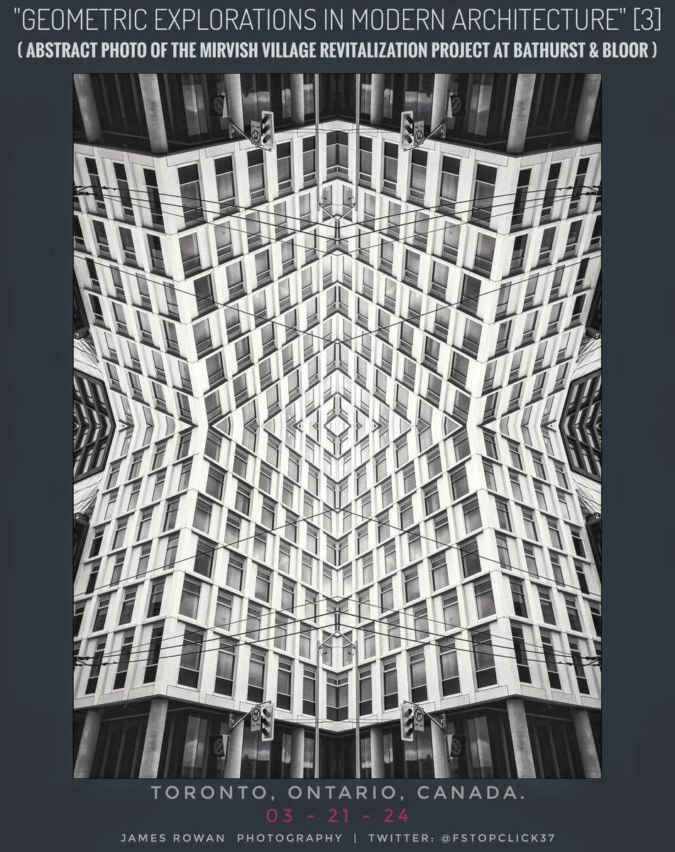 'GEOMETRIC EXPLORATIONS IN MODERN ARCHITECTURE' (#3), Toronto, Ontario, Canada. 03-21-24

📷: J.R. Rowan

#photography #Toronto #streetphotography #architecture #construction #monochrome #blackandwhite #PopArt #OpArt #abstract #abstractart #geometry #shapes #symmetry #pattern