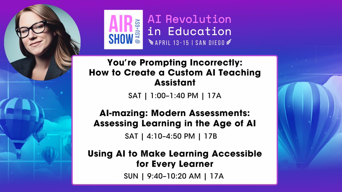 I am in San Diego and ready to present on all things #aiinedu the next three days at the #asugsvairshow Hope I see you there! #asugsv @asu+gsv