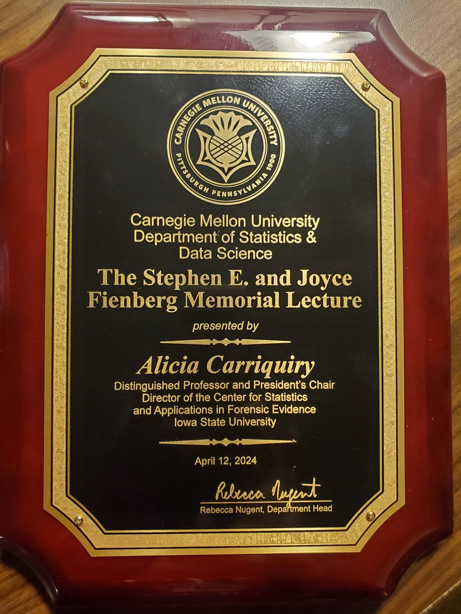 So incredibly grateful and honored to have been invited to deliver the Stephen E. and Joyce Fienberg Lecture at @CMU_Stats. Steve was a friend and a mentor, and this meant the world to me. 🥰🥲