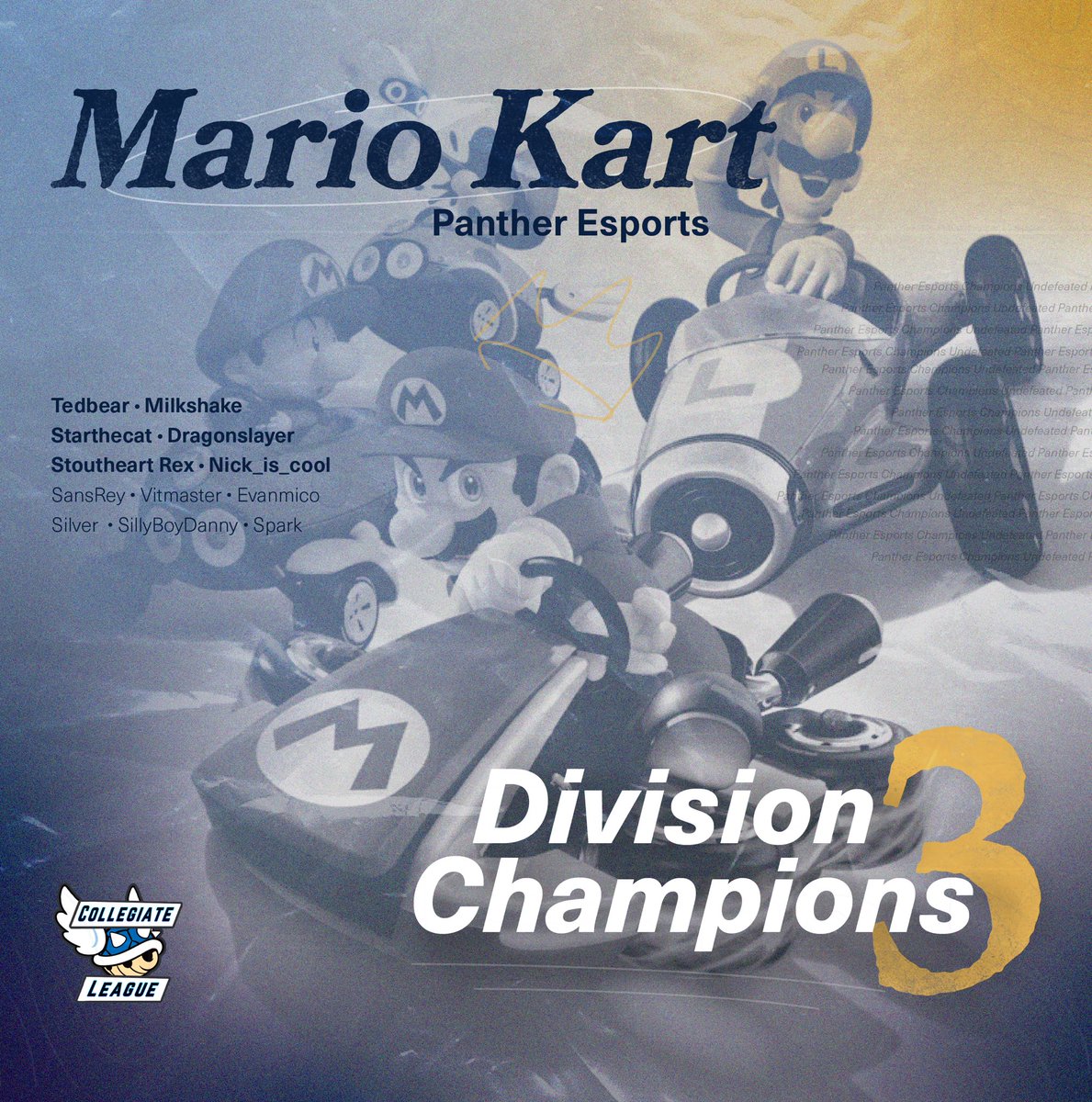 Panther Esports (@fiuesportsclub) on Twitter photo THE PERFECT SEASON IS COMPLETE!!
Our Mario Kart Panthers go undefeated on the way to becoming <a href="/CollegiateKL/">Collegiate Karting League</a> D3 Champions! THE PERFECT SEASON IS COMPLETE!!
Our Mario Kart Panthers go undefeated on the way to becoming <a href="/CollegiateKL/">Collegiate Karting League</a> D3 Champions!