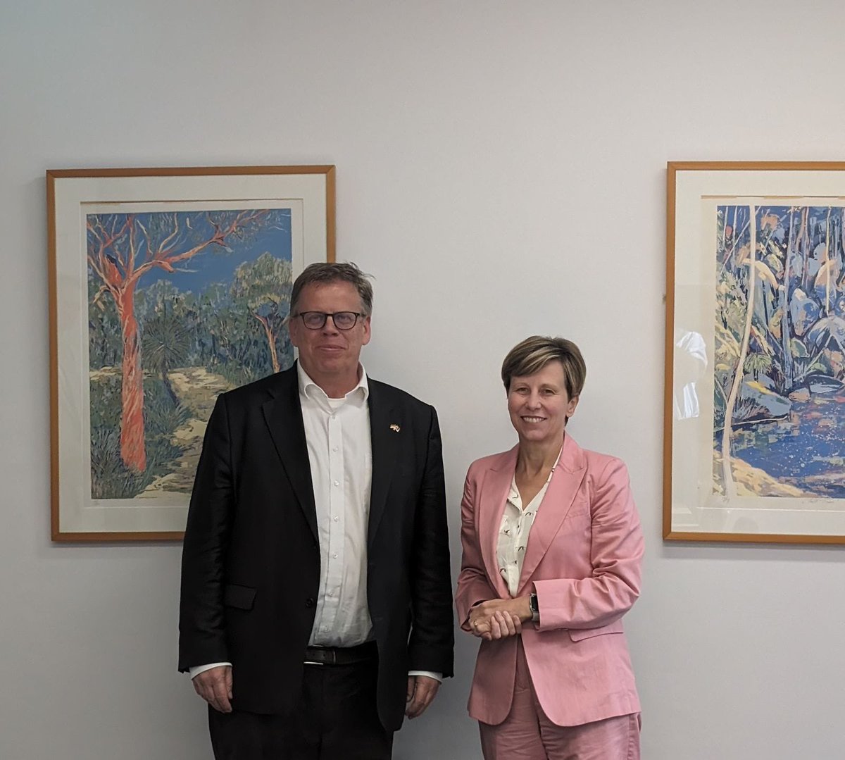 Strengthening 🇦🇺🇩🇪energy and climate cooperation🤝. @BMWK Director-General Schnichels and @DCCEEW Assistant Minister for Climate Change and Energy @jennymcallister discussed green hydrogen cooperation, critical mineral supply chains and our #EnergyTransition for #ClimateAction 🌏
