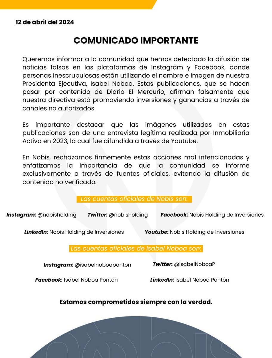 IsabelNoboaP's tweet photo. 📣 COMUNICADO IMPORTANTE https://t.co/KWSfMbNT32
