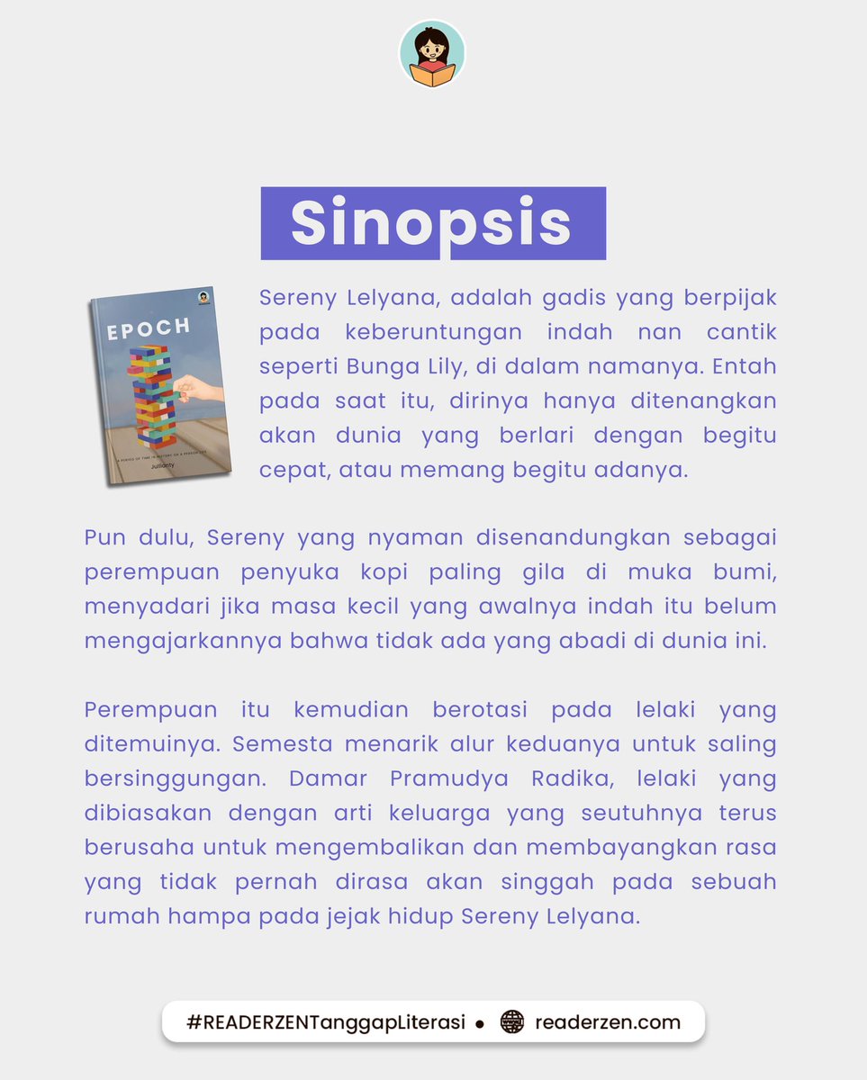 readerzen's tweet photo. [Open Pre Order Epoch melalui Shopee 📦🛍️]

🗓️ 13 - 20 April 2024 

Kunjungi https://t.co/mrz6Q4grUn untuk langsung checkout buku Epoch di Shopee READERZEN! 🛒

Temukan bacaan tak terlupakan dalam setiap halaman, dalam setiap kata. Epoch menantimu! 🌟

@Minimoon52 https://t.co/laqdXlpHPz