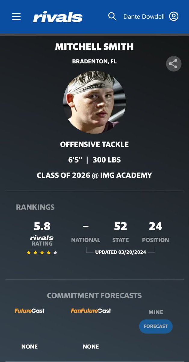 #AGTG Blessed to be ranked a 4⭐️ on Rivals for all the work I have put in!!! There’s still work to be done so I’m gonna continue to grind like I have 0⭐️’s!!! @LawrencHopkins @CoachGrimes74 @adamgorney @BHoward_11 @JohnGarcia_Jr @RivalsFriedman @IMGAFootball @CoachGrimes74