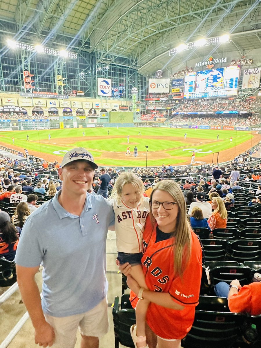 shayna15brown's tweet photo. Leightons first baseball game⚾️&amp;she asked me when halftime was.. gotta love her! Coaches kid! @basketball1245 joined us too! 

We are conflicted on Astros v Rangers but, supported the home team per Leightons request since she cheered so much for the Rangers last season 😂🤦🏼‍♀️#ws23 https://t.co/QDaBJiMGiw