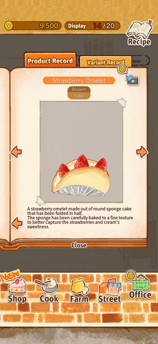 gedabrug's tweet photo. 【Strawberry Omelet】
A strawberry omelet made out of round sponge cake that has been folded in half.
The sponge has been carefully baked to a fine texture to better capture the strawberries and cream's sweetness.
https://t.co/uY8tR6nGTh
#CandyMaker2 #洋菓子店ローズ #お菓子作り2 https://t.co/rl1zCkPuSb