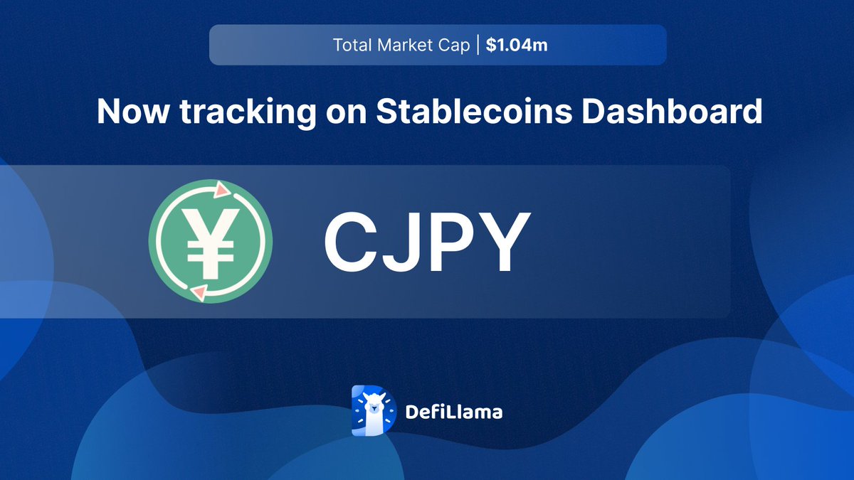 Now tracking @YamatoProtocol's $CJPY coin on our Stables Dashboard Yamato Protocol is a crypto-asset overcollateralized stable coin issuance protocol. V1 allows the issuance of CJPY, a Japanese Yen equivalent coin using ETH as collateral