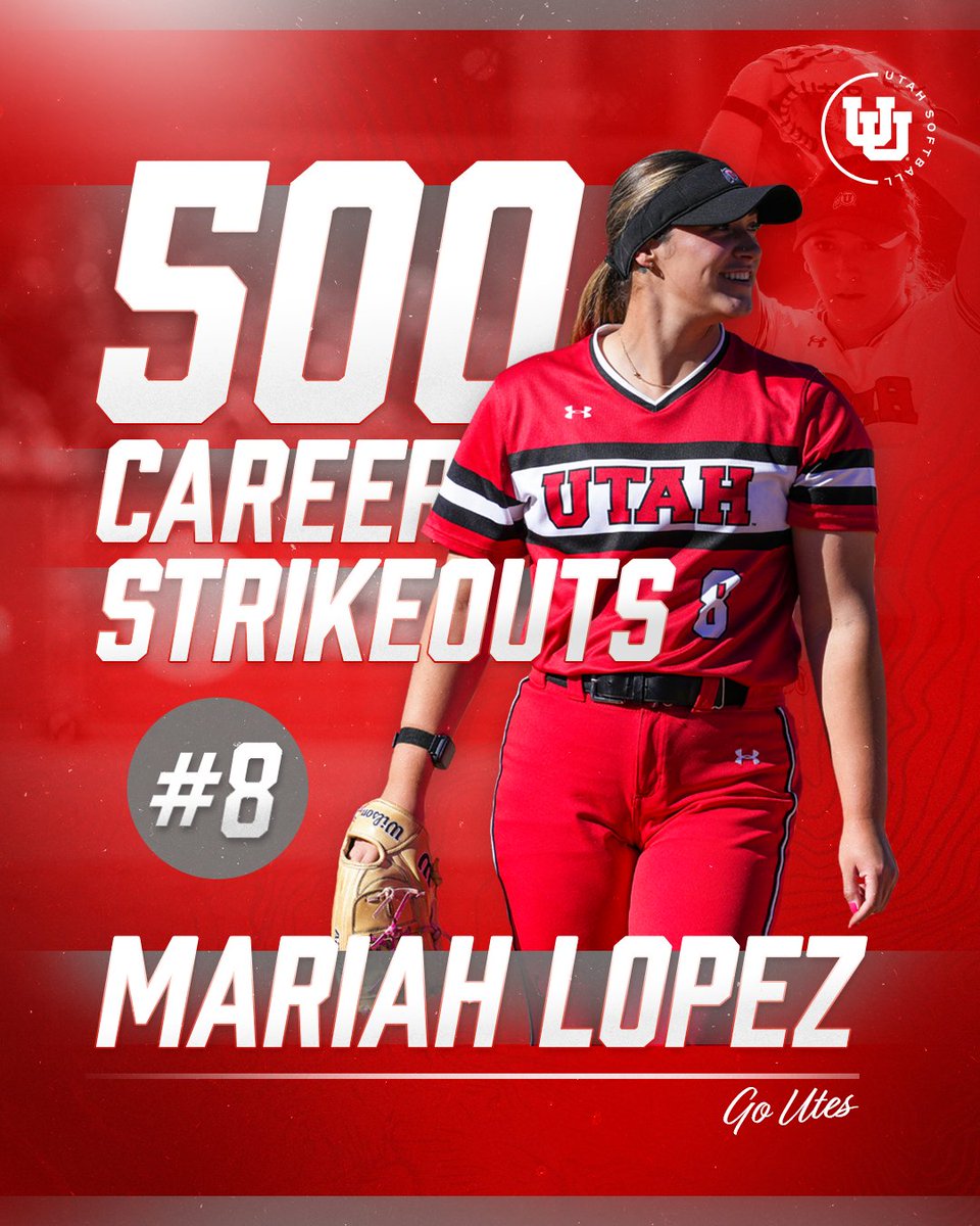 𝐌𝐚𝐫𝐢𝐚𝐡'𝐬 𝐦𝐚𝐝𝐞 𝐡𝐢𝐬𝐭𝐨𝐫𝐲! With her fifth strikeout of the day, Mariah Lopez has officially become the fourth Ute in program history to reach 500 strikeouts! Congrats, @maariahlenaee! #GoUtes /// #SOTL
