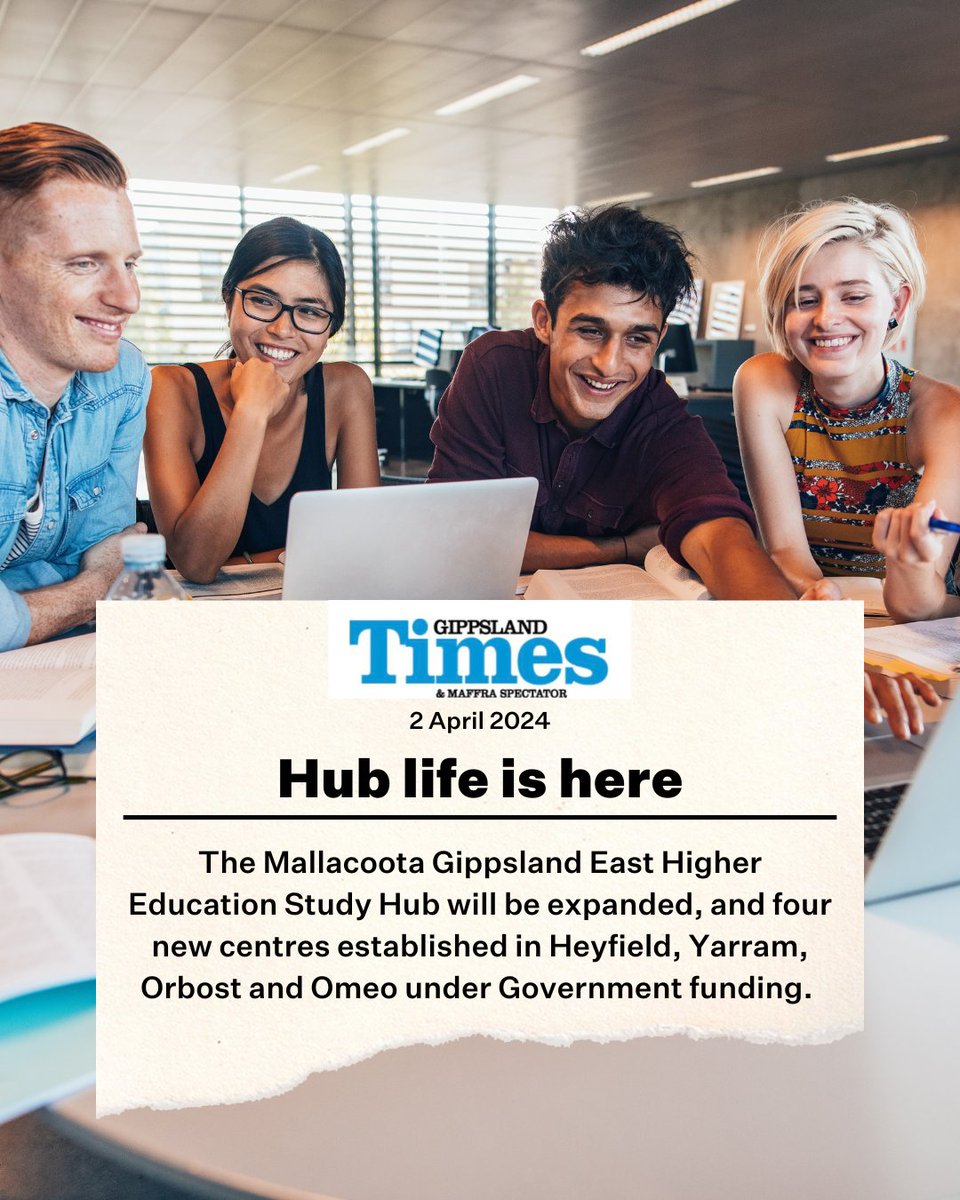 Federal Labor will fund a new Regional University Study Hub in #Gippsland with five sites in Mallacoota, Orbost, Omeo, Heyfield and Yarram. The Study Hub will provide infrastructure and support services for local students to study by distance.