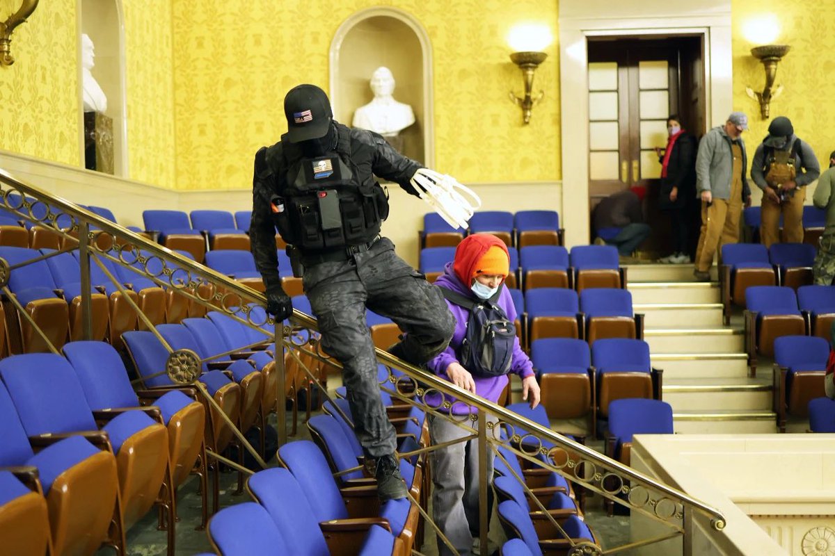 This J6 “hostage” who showed up to the Capitol in tactical gear with zipties got 5 years in prison. But his 59-year old mom, who also entered the Capitol, only got two and half years. Isn’t that sweet? Like mother, like son.