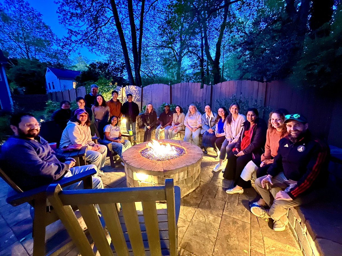 Fun to host lab members, collaborators & former lab members for an evening of food & s’mores. Great to see everyone relaxing, chatting & laughing together-some much needed down time for this hard working group! @emorycollege @laneygradschool @FIRST_IRACDA @ghaleilab @SpangleLab