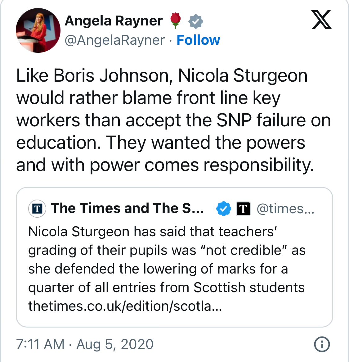 I feel no pity for Angela Rayner. She will put the political boot in when she can !