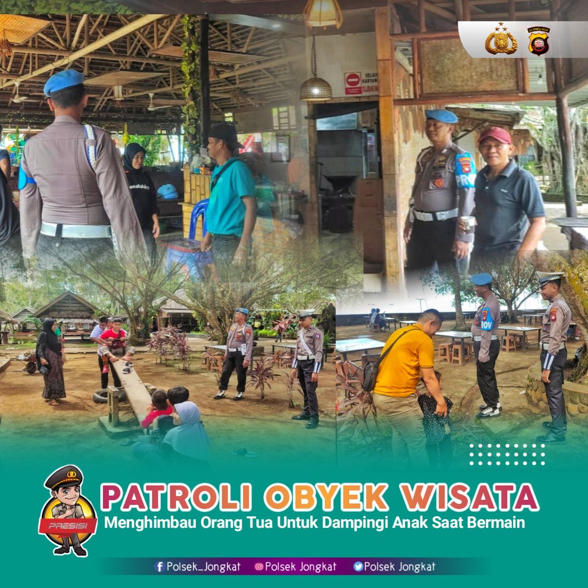 PJungkat's tweet photo. Jongkat | Personil Polsek Jongkat Melaksanakan Patroli Kamtibmas di Obyek Wisata Jungkat Resor Menghimbau Orang Tua Untuk Mengawasi Anak - anak saat bermain guna mencegah hal yang tidak di inginkan.
.
.
@divisihumaspolri
@Kalbarpresisi
@polresmempawah
.

#polresmempawah https://t.co/ecuACmnVqX