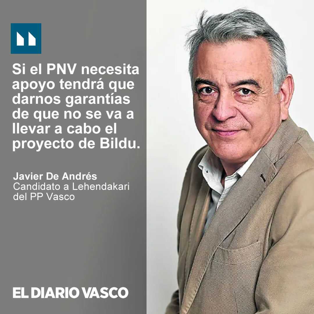 🔵 ¡No te pierdas la entrevista a @JavierDeAndres_ en el @diariovasco! 'Es el momento de ofrecer nuestro proyecto a muchísimos vascos que están hartos y que ven en el PP una alternativa a la órbita sanchista, que es la que gobierna en Euskadi' ➕📰 diariovasco.com/elecciones/aut…