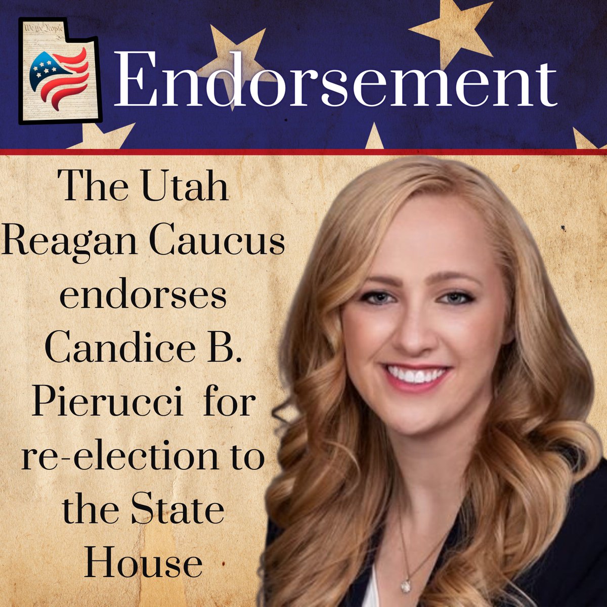 The Utah Reagan Caucus proudly endorses State Representative @CandicePierucci for re-election!