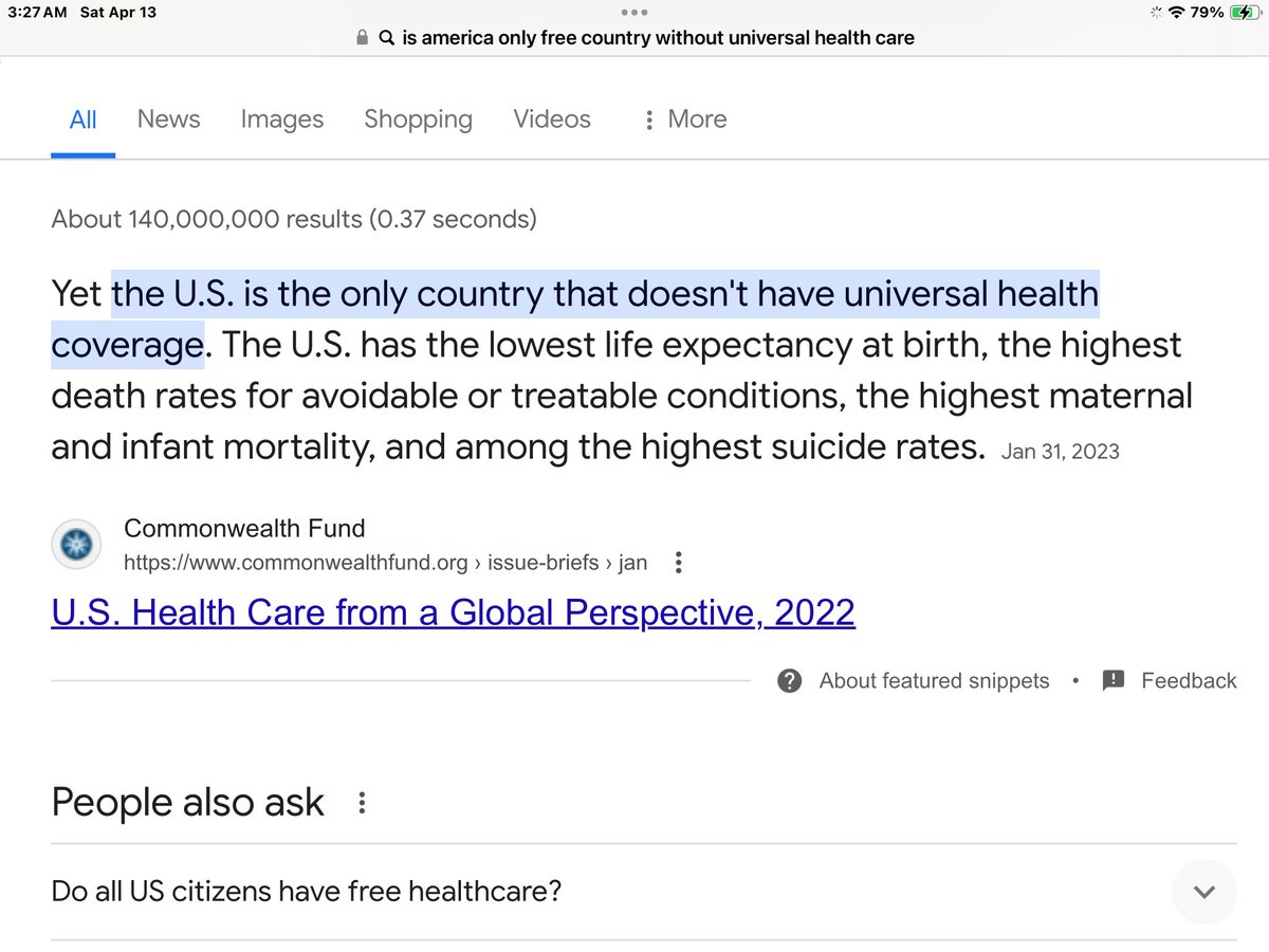 @Foster1Nancy @priscilagural USA Should have universal health care like all other free countries do…what a disgrace for America! Blame the republicans for this! They only care for the rich.