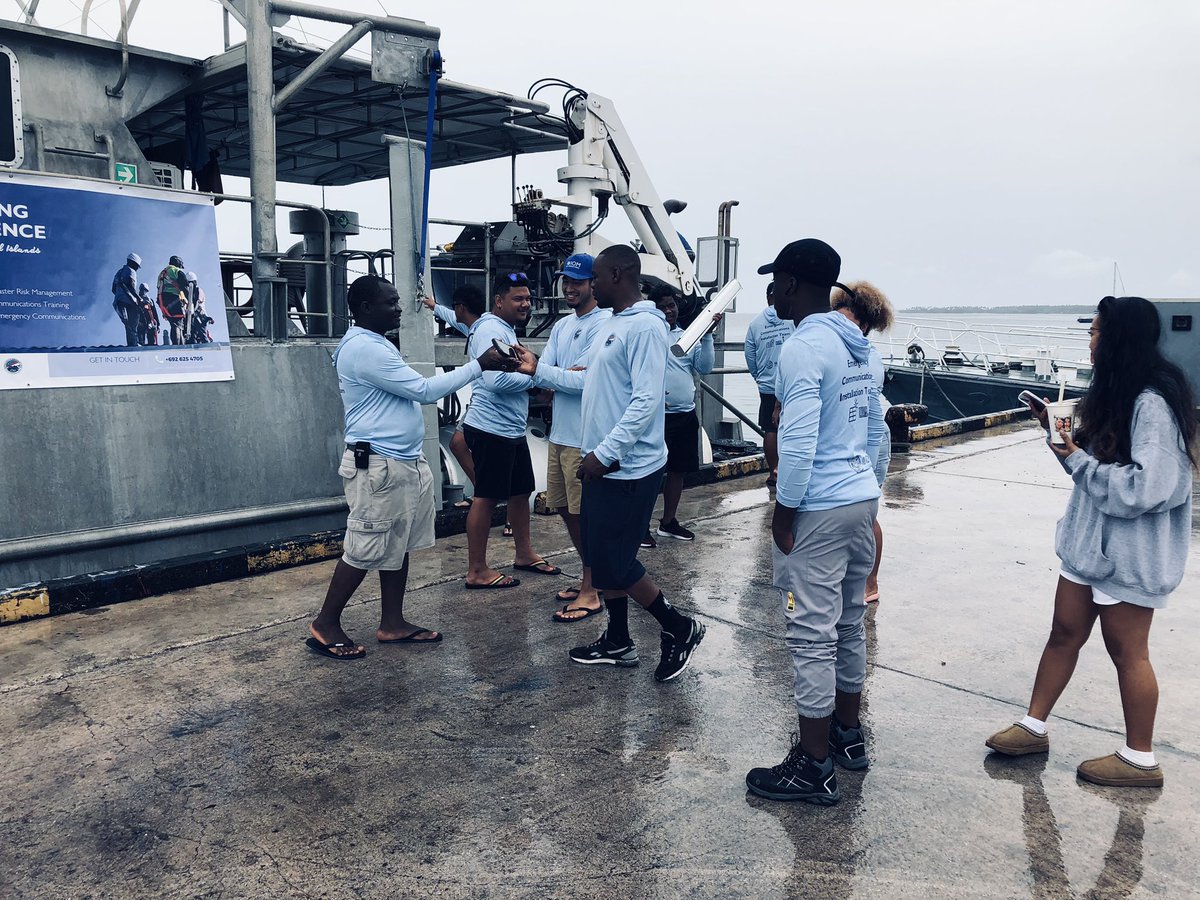 KSavu's tweet photo. IECN-IOM Team departs Majuro for Maloelap, Aur, Wotje atolls to install and engage with the community on Disaster and Emergency Preparedness. https://t.co/fwgTmAWQ4O